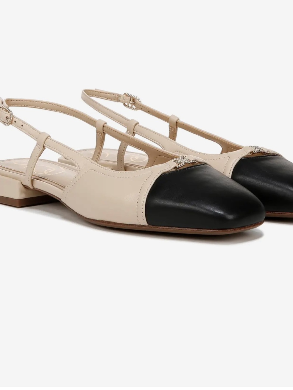 Sam Edelman Beige and Black Two-Tone Slingback Flats